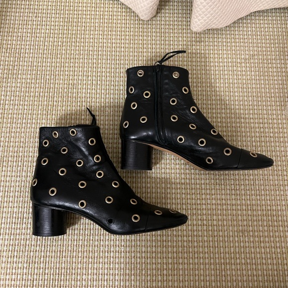Isabel Marant Black Ankle Boots with Gold Accents - Picture 4 of 9